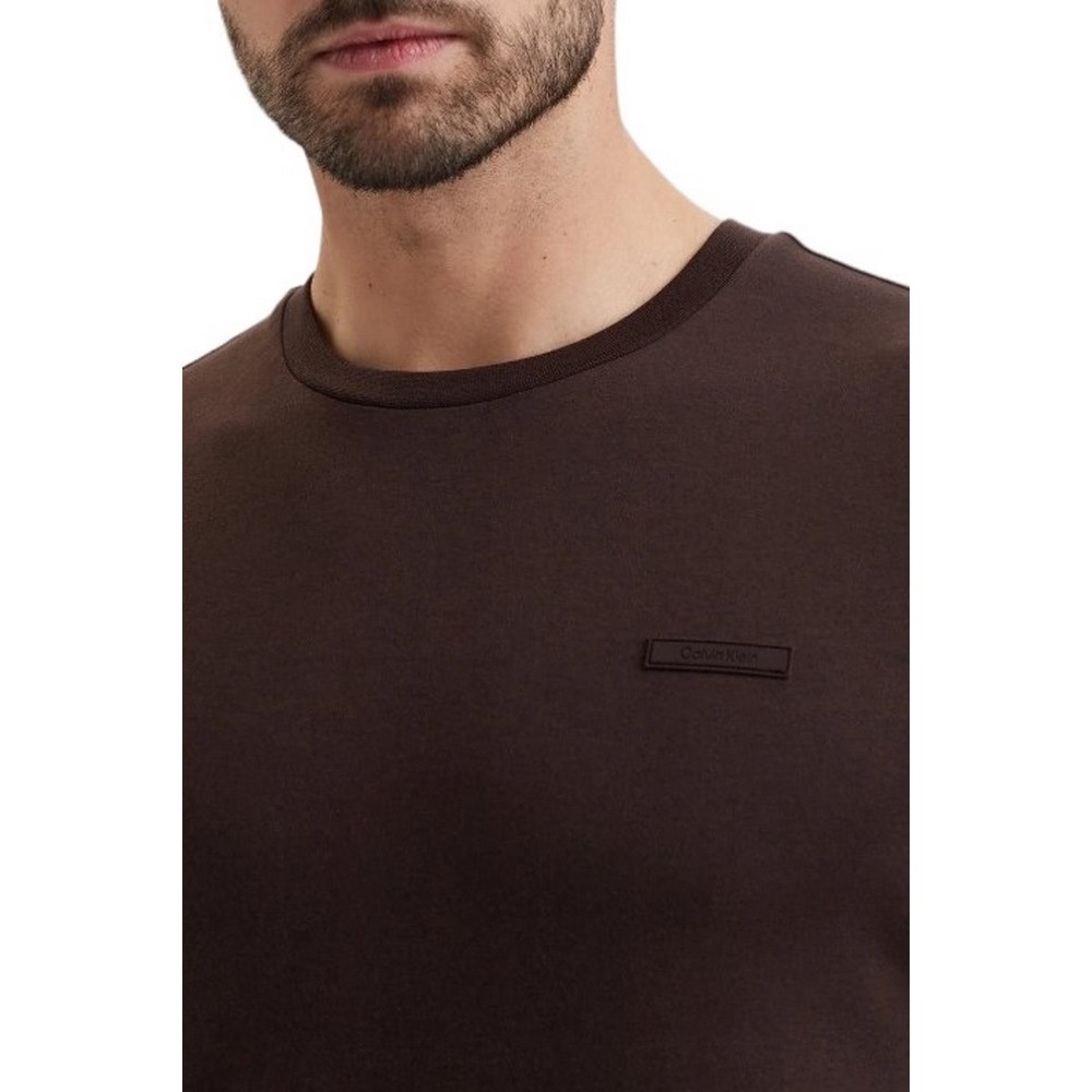 CALVIN KLEIN SLIM SUPIMA LOGO PATCH T-SHIRT ΜΠΛΟΥΖΑ ΑΝΔΡΙΚΗ COFFEE