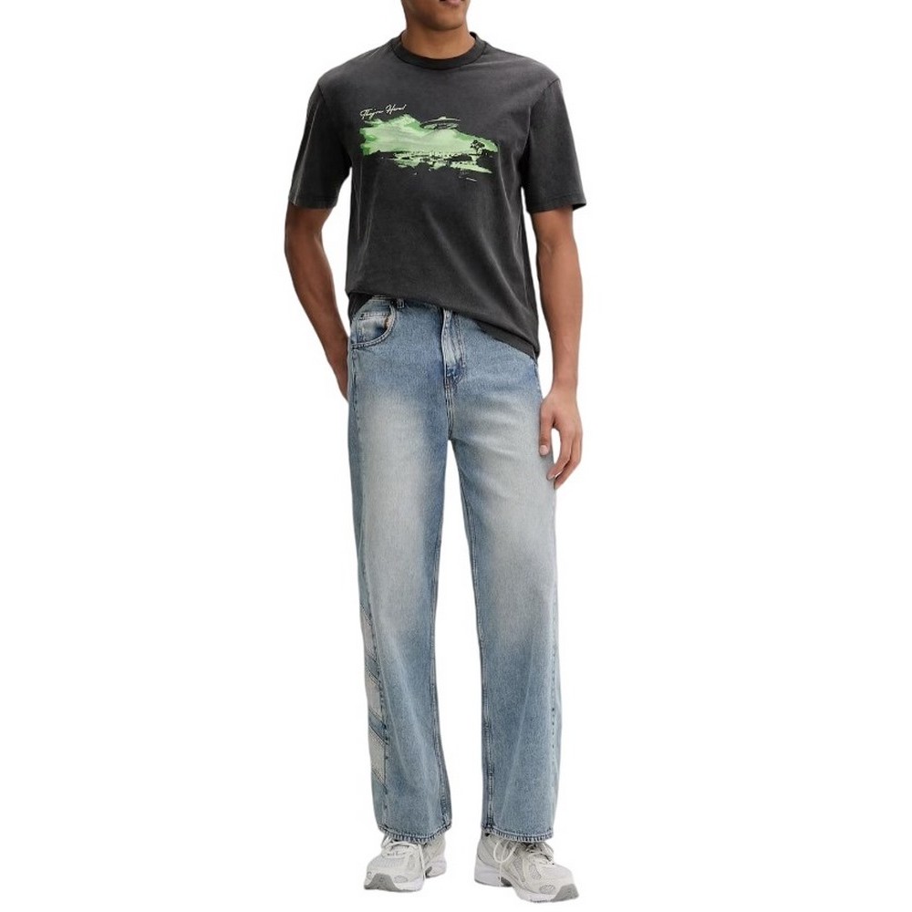 HUGO BOSS JERSEY NEXTRALIO T-SHIRT ΜΠΛΟΥΖΑ ΑΝΔΡΙΚΗ WASHED BLACK