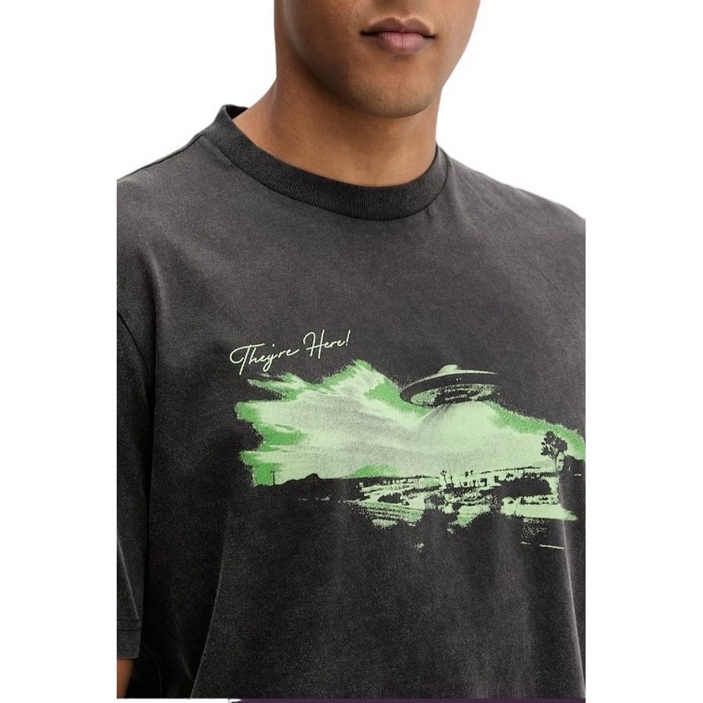 HUGO BOSS JERSEY NEXTRALIO T-SHIRT ΜΠΛΟΥΖΑ ΑΝΔΡΙΚΗ WASHED BLACK