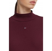 TOMMY JEANS ESSENTIAL MOCK NECK ΜΠΛΟΥΖΑ ΜΑΚΡΥΜΑΝΙΚΗ ΓΥΝΑΙΚΕΙΑ PLUM