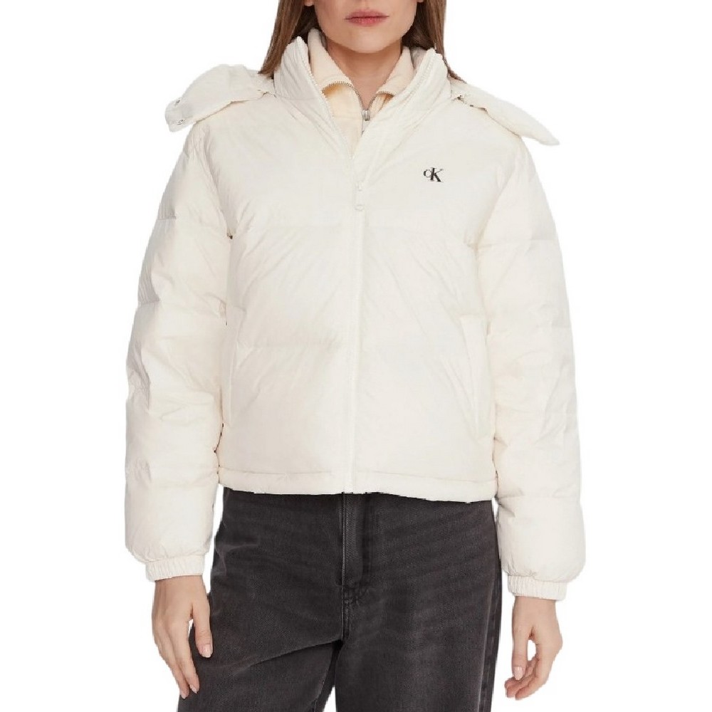 CALVIN KLEIN JEANS ESSENTIAL MIDWEIGHT PUFFER JACKE ΜΠΟΥΦΑΝ ΓΥΝΑΙΚΕΙΟ CREAMY WHITE