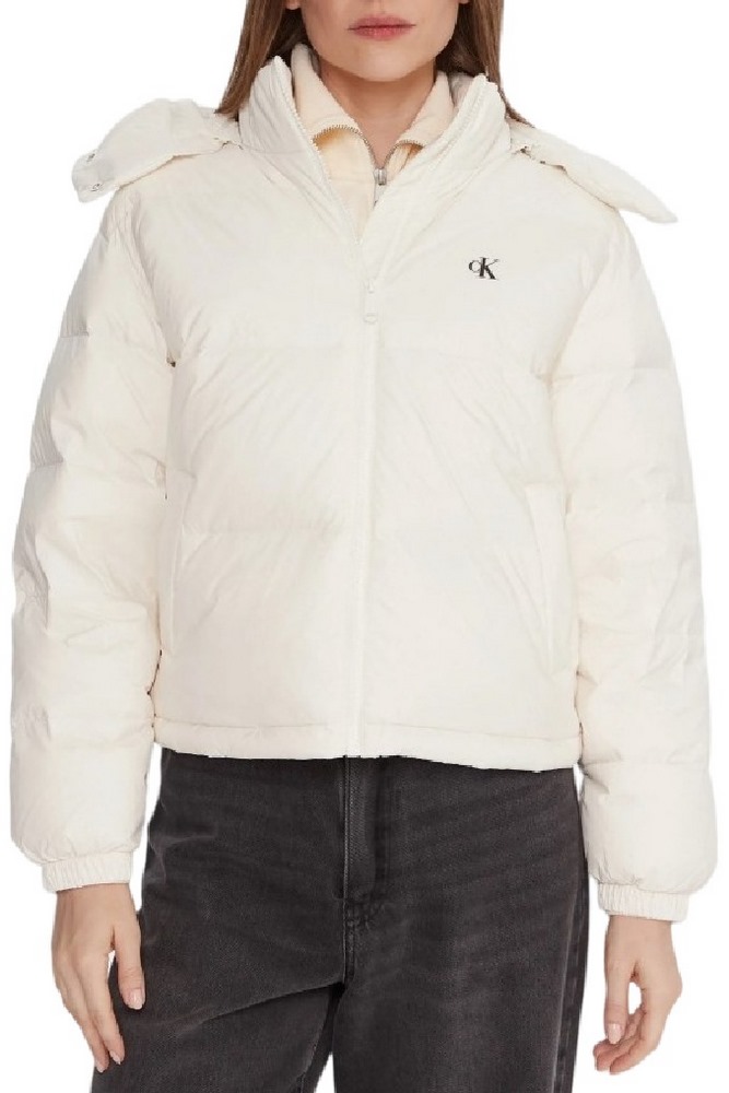 CALVIN KLEIN JEANS ESSENTIAL MIDWEIGHT PUFFER JACKE ΜΠΟΥΦΑΝ ΓΥΝΑΙΚΕΙΟ CREAMY WHITE