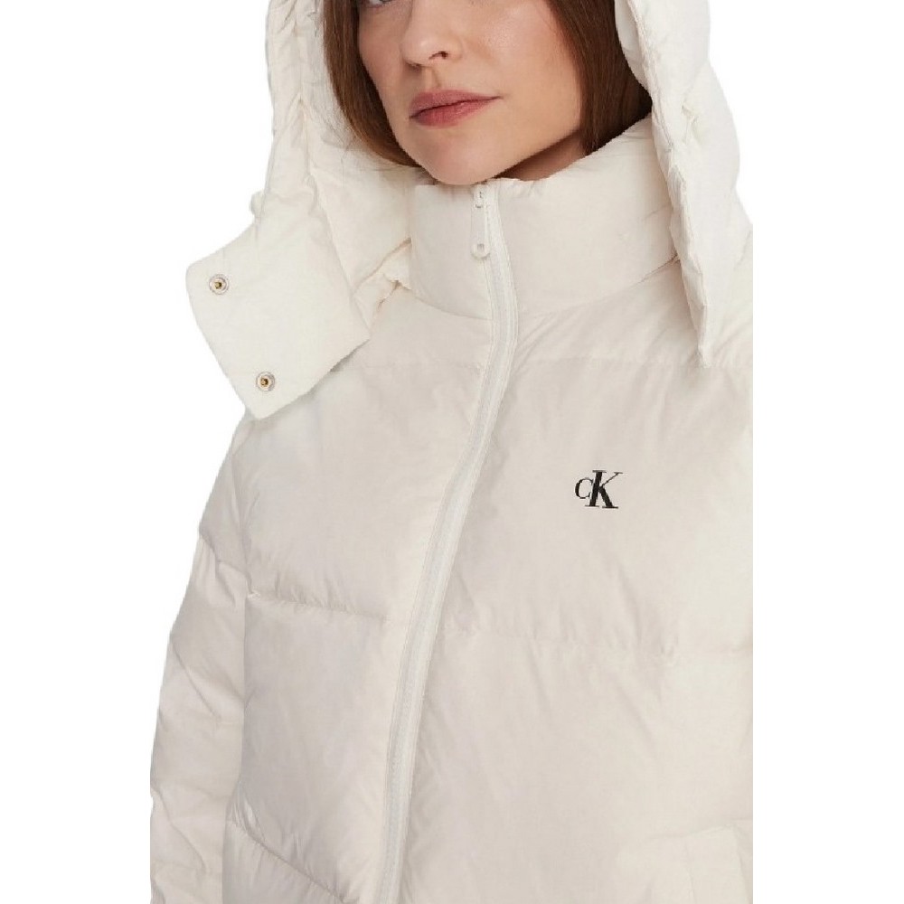 CALVIN KLEIN JEANS ESSENTIAL MIDWEIGHT PUFFER JACKE ΜΠΟΥΦΑΝ ΓΥΝΑΙΚΕΙΟ CREAMY WHITE