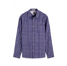 TOMMY JEANS REG POPLIN PATTERN SHIRT ΠΟΥΚΑΜΙΣΟ ΑΝΔΡΙΚΟ DARK BLUE