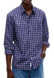 TOMMY JEANS REG POPLIN PATTERN SHIRT ΠΟΥΚΑΜΙΣΟ ΑΝΔΡΙΚΟ DARK BLUE