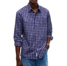 TOMMY JEANS REG POPLIN PATTERN SHIRT ΠΟΥΚΑΜΙΣΟ ΑΝΔΡΙΚΟ DARK BLUE