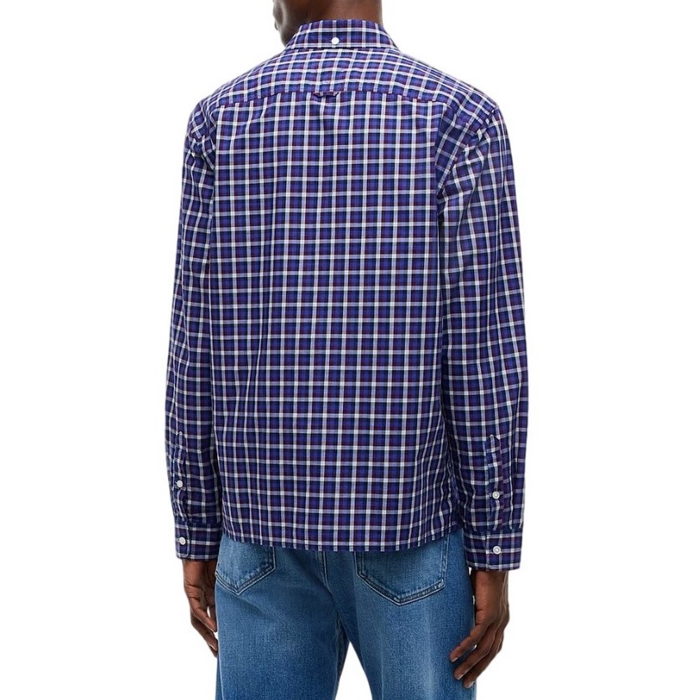 TOMMY JEANS REG POPLIN PATTERN SHIRT ΠΟΥΚΑΜΙΣΟ ΑΝΔΡΙΚΟ DARK BLUE