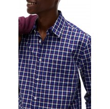 TOMMY JEANS REG POPLIN PATTERN SHIRT ΠΟΥΚΑΜΙΣΟ ΑΝΔΡΙΚΟ DARK BLUE