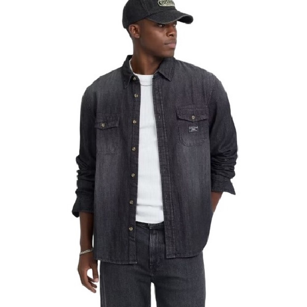 GUESS JEANS REGULAR LS DENIM SHIRT ΠΟΥΚΑΜΙΣΟ ΑΝΔΡΙΚΟ DENIM BLACK
