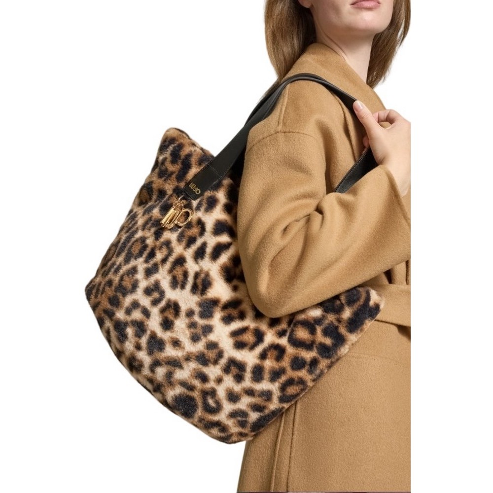 LIU JO MIN OF 2 L TOTE AF5154E0305 ΤΣΑΝΤΑ ΓΥΝΑΙΚΕΙΑ ANIMAL PRINT