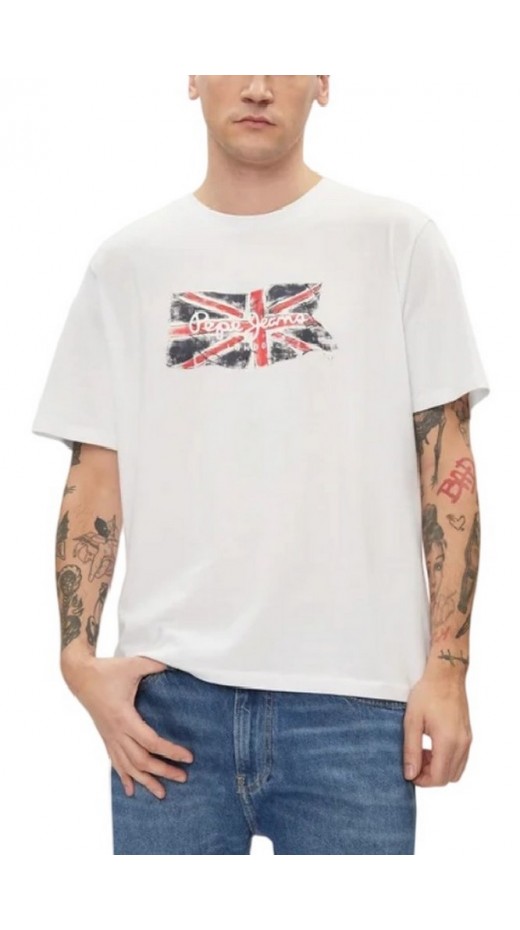 PEPE JEANS LONDON DROP 1 CLAG T-SHIRT ΜΠΛΟΥΖΑ ΑΝΔΡΙΚΗ WHITE