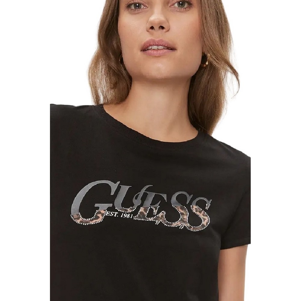 GUESS LEO T-SHIRT ΜΠΛΟΥΖΑ  ΓΥΝΑΙΚΕΙΑ BLACK