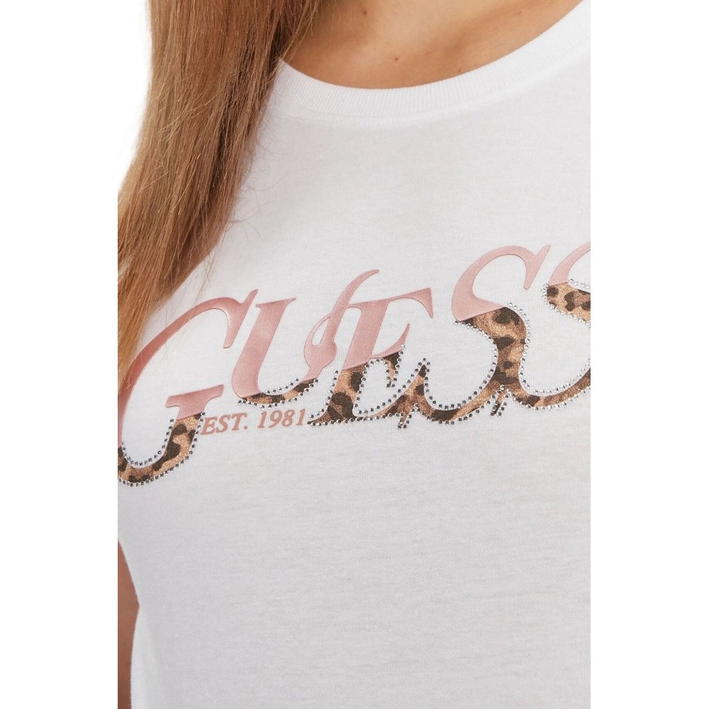 GUESS LEO T-SHIRT ΜΠΛΟΥΖΑ  ΓΥΝΑΙΚΕΙΑ WHITE