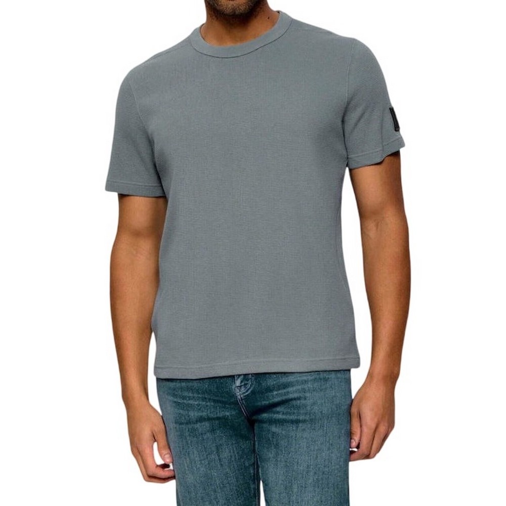CALVIN KLEIN JEANS WAFFLE BADGE CREWNK T-SHIRT ΜΠΛΟΥΖΑ ΑΝΔΡΙΚΗ STEEL GRAY