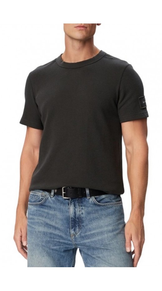 CALVIN KLEIN JEANS WAFFLE BADGE CREWNK T-SHIRT ΜΠΛΟΥΖΑ ΑΝΔΡΙΚΗ ANTHRACHITE