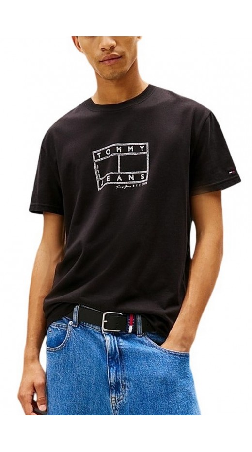 TOMMY JEANS REG CENTER FLAG SS TEE T-SHIRT ΜΠΛΟΥΖΑ ΑΝΔΡΙΚΗ BLACK