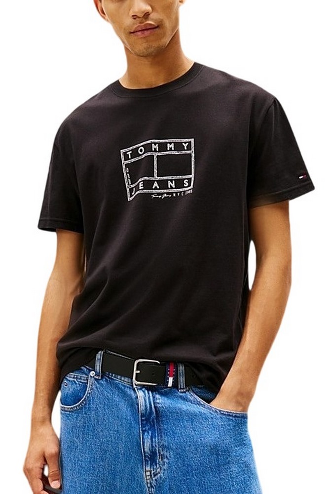 TOMMY JEANS REG CENTER FLAG SS TEE T-SHIRT ΜΠΛΟΥΖΑ ΑΝΔΡΙΚΗ BLACK