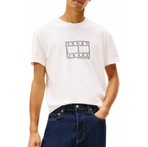 TOMMY JEANS REG CENTER FLAG SS TEE T-SHIRT ΜΠΛΟΥΖΑ ΑΝΔΡΙΚΗ OFF WHITE