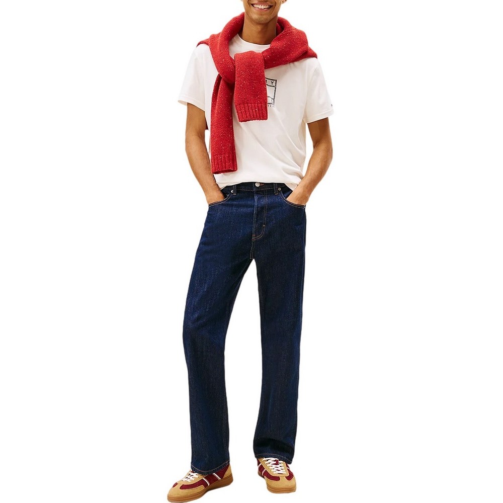 TOMMY JEANS REG CENTER FLAG SS TEE T-SHIRT ΜΠΛΟΥΖΑ ΑΝΔΡΙΚΗ OFF WHITE