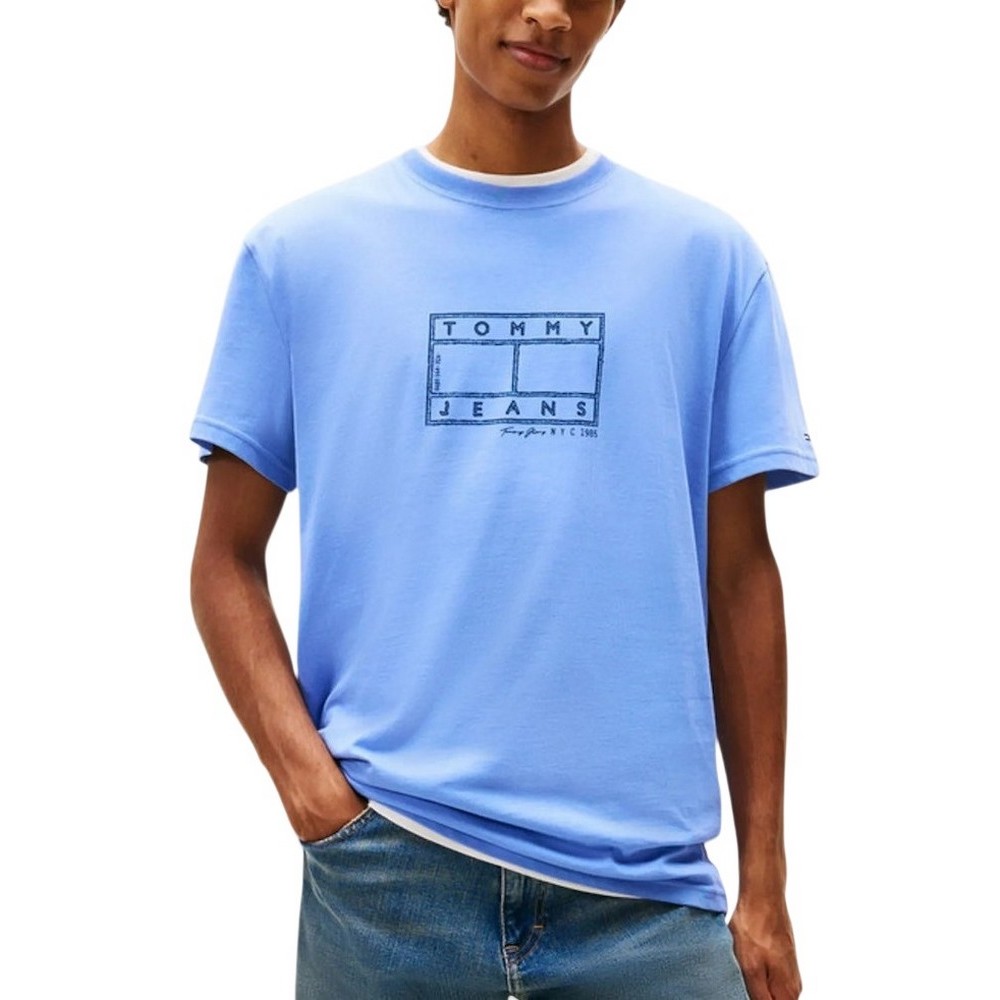 TOMMY JEANS REG CENTER FLAG SS TEE T-SHIRT ΜΠΛΟΥΖΑ ΑΝΔΡΙΚΗ BLUE