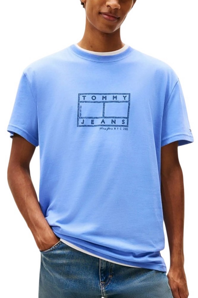 TOMMY JEANS REG CENTER FLAG SS TEE T-SHIRT ΜΠΛΟΥΖΑ ΑΝΔΡΙΚΗ BLUE