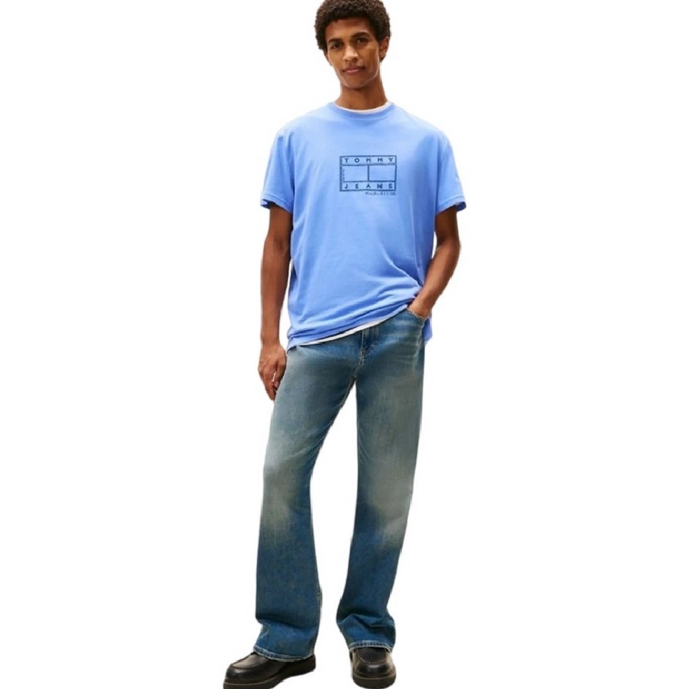 TOMMY JEANS REG CENTER FLAG SS TEE T-SHIRT ΜΠΛΟΥΖΑ ΑΝΔΡΙΚΗ BLUE