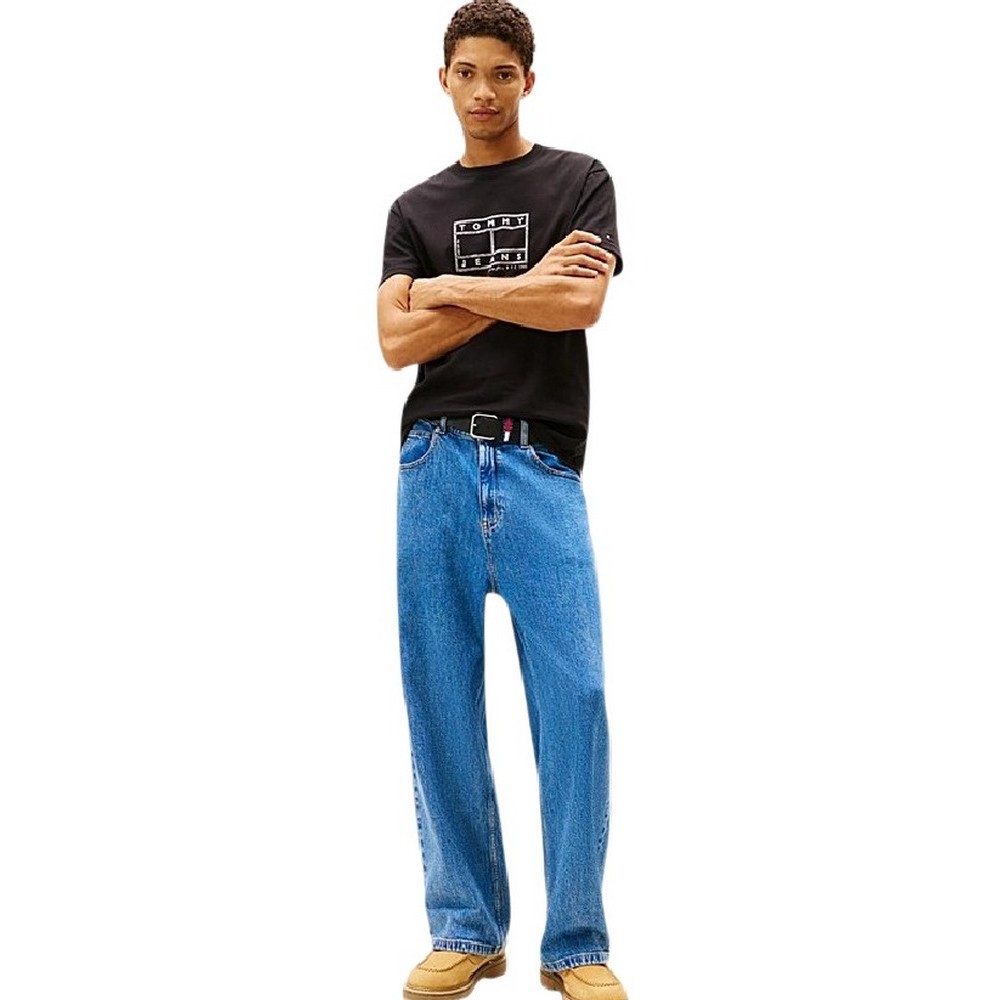 TOMMY JEANS REG CENTER FLAG SS TEE T-SHIRT ΜΠΛΟΥΖΑ ΑΝΔΡΙΚΗ BLACK