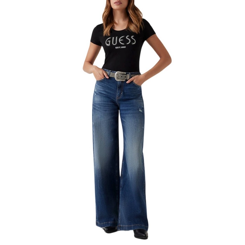 GUESS LOGO TEE T-SHIRT ΜΠΛΟΥΖΑ ΓΥΝΑΙΚΕΙΑ BLACK