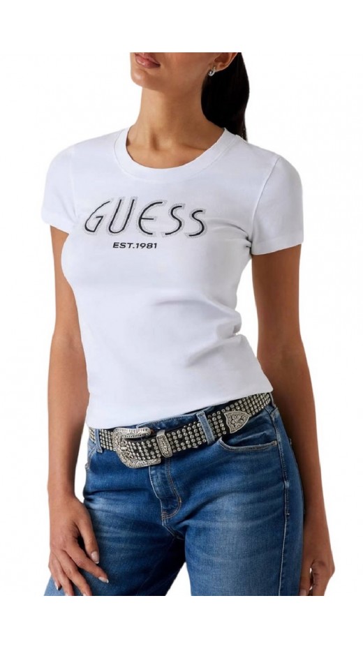 GUESS LOGO TEE T-SHIRT ΜΠΛΟΥΖΑ ΓΥΝΑΙΚΕΙΑ WHITE