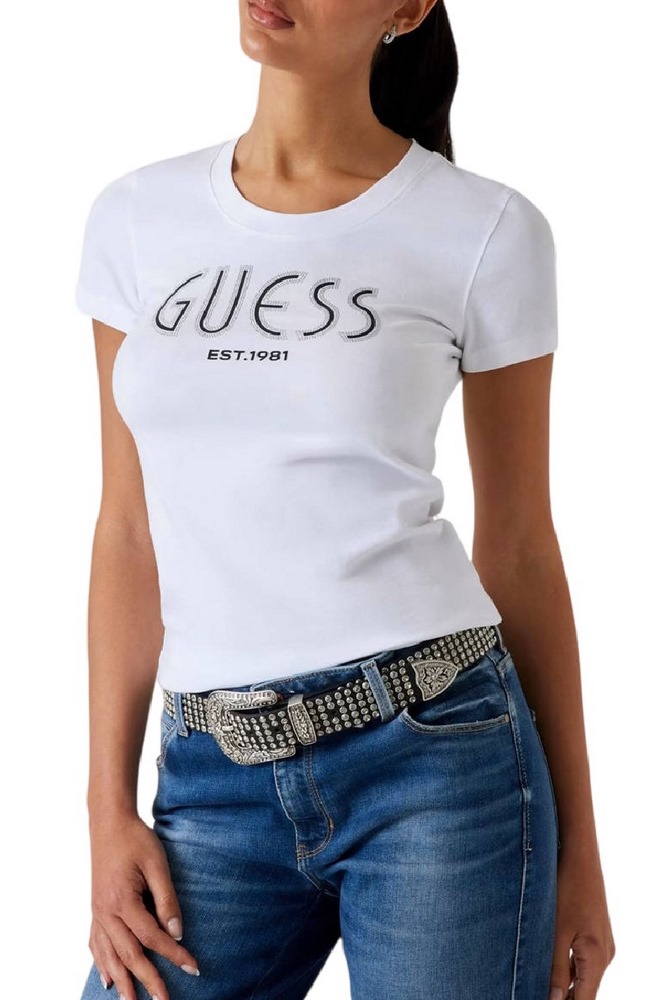 GUESS LOGO TEE T-SHIRT ΜΠΛΟΥΖΑ ΓΥΝΑΙΚΕΙΑ WHITE