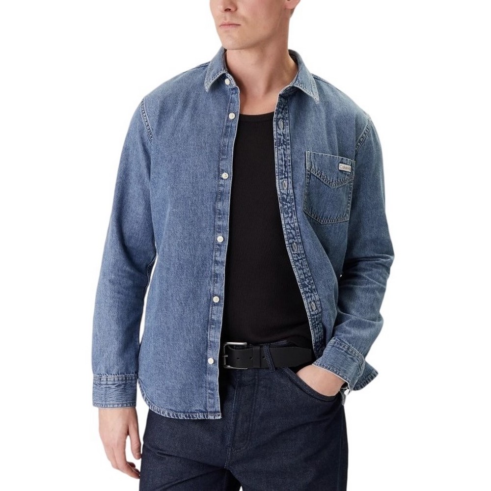 CALVIN KLEIN JEANS ESSNTL CLSSC CK VINTAGE INDIGO S ΠΟΥΚΑΜΙΣΟ ΑΝΔΡΙΚΟ INDIGO