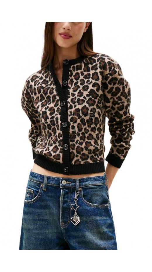 TOMMY JEANS  LEOPARD CARDIGAN ΖΑΚΕΤΑ ΠΛΕΚΤΗ ΓΥΝΑΙΚΕΙΑ LEOPARD