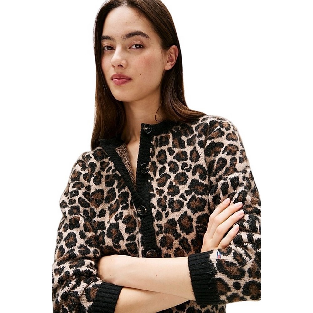 TOMMY JEANS  LEOPARD CARDIGAN ΖΑΚΕΤΑ ΠΛΕΚΤΗ ΓΥΝΑΙΚΕΙΑ LEOPARD