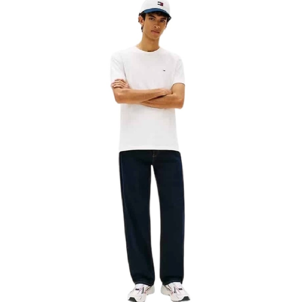 TOMMY JEANS REG SFLAG SLUB TEE T-SHIRT ΜΠΛΟΥΖΑ ΑΝΔΡΙΚΗ ECRU