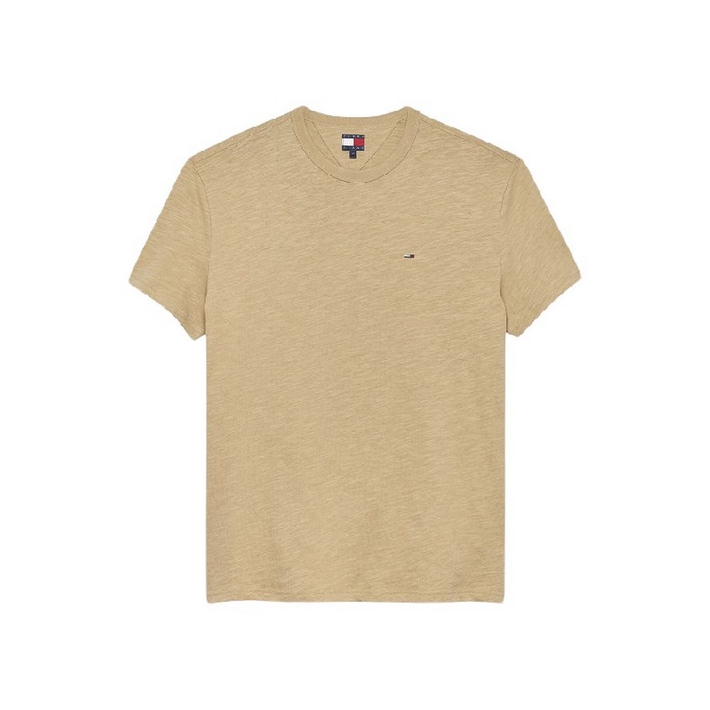 TOMMY JEANS REG SFLAG SLUB TEE T-SHIRT ΜΠΛΟΥΖΑ ΑΝΔΡΙΚΗ BEIGE