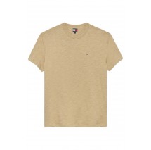 TOMMY JEANS REG SFLAG SLUB TEE T-SHIRT ΜΠΛΟΥΖΑ ΑΝΔΡΙΚΗ BEIGE