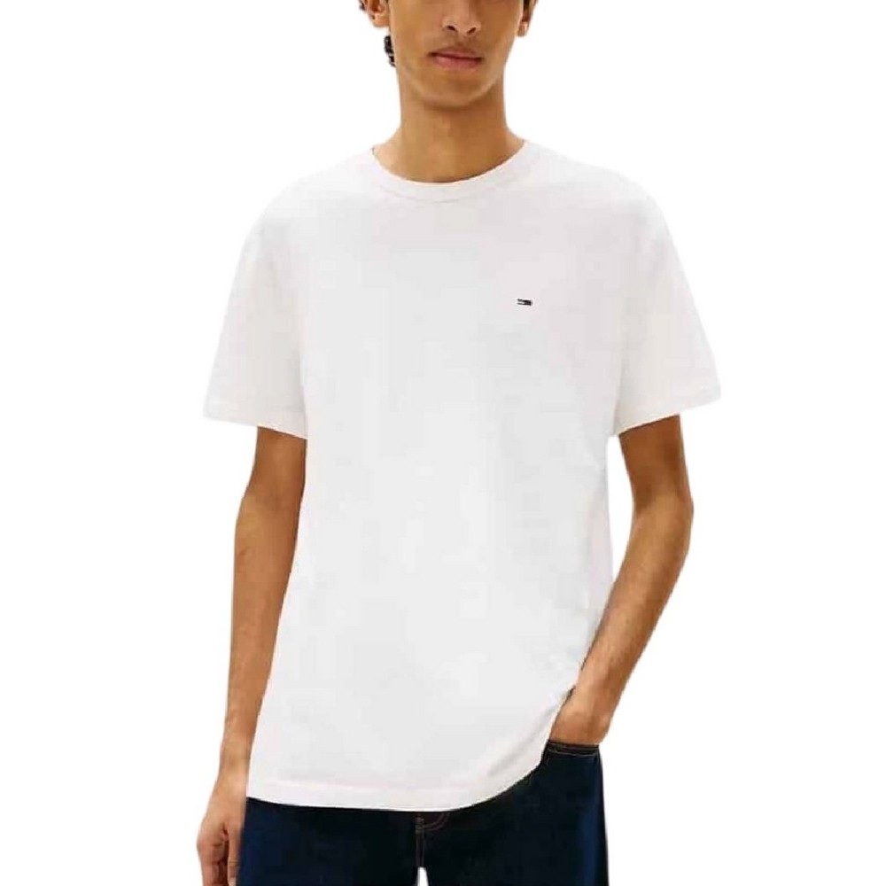 TOMMY JEANS REG SFLAG SLUB TEE T-SHIRT ΜΠΛΟΥΖΑ ΑΝΔΡΙΚΗ ECRU