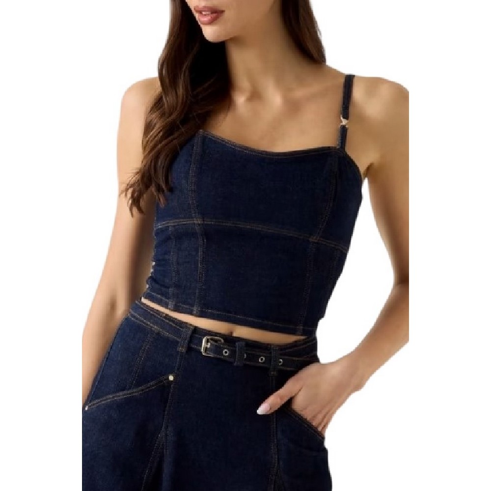 GUESS ZELDA BUSTIER ΤΟΠ ΜΠΛΟΥΖΑ ΓΥΝΑΙΚΕΙΑ DENIM DARK