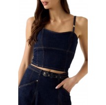 GUESS ZELDA BUSTIER ΤΟΠ ΜΠΛΟΥΖΑ ΓΥΝΑΙΚΕΙΑ DENIM DARK