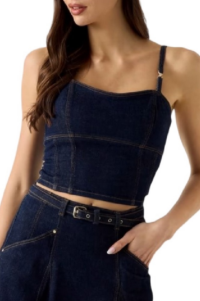 GUESS ZELDA BUSTIER ΤΟΠ ΜΠΛΟΥΖΑ ΓΥΝΑΙΚΕΙΑ DENIM DARK