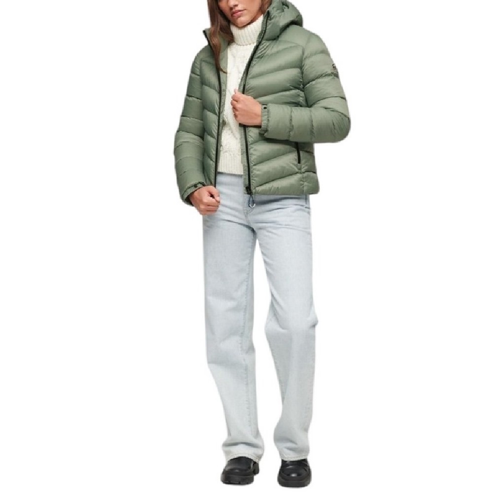 SUPERDRY D5 SDCD HOODED FUJI PADDED JACKET ΜΠΟΥΦΑΝ ΓΥΝΑΙΚΕΙΟ GREEN