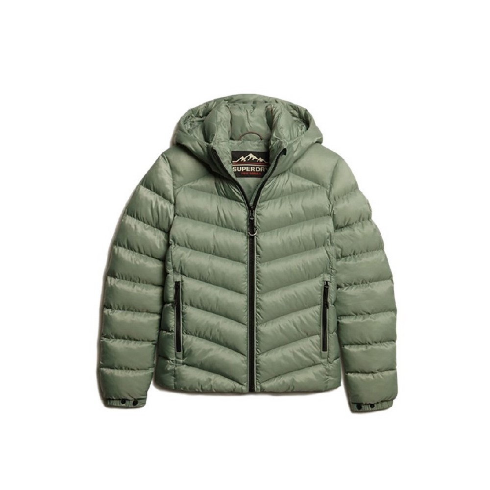 SUPERDRY D5 SDCD HOODED FUJI PADDED JACKET ΜΠΟΥΦΑΝ ΓΥΝΑΙΚΕΙΟ GREEN