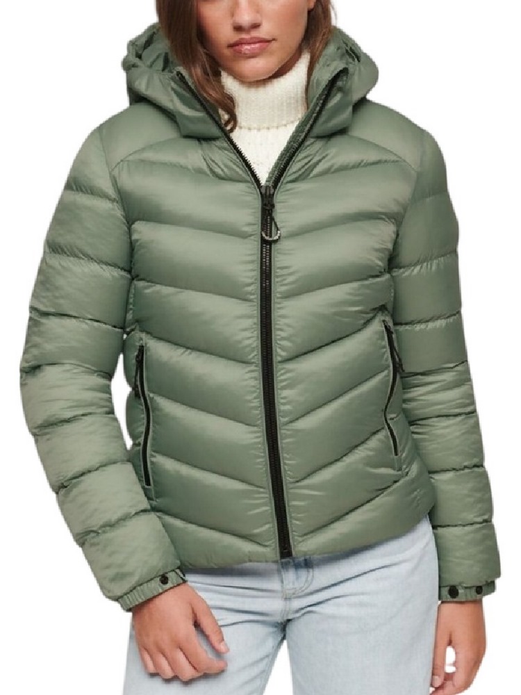 SUPERDRY D5 SDCD HOODED FUJI PADDED JACKET ΜΠΟΥΦΑΝ ΓΥΝΑΙΚΕΙΟ GREEN