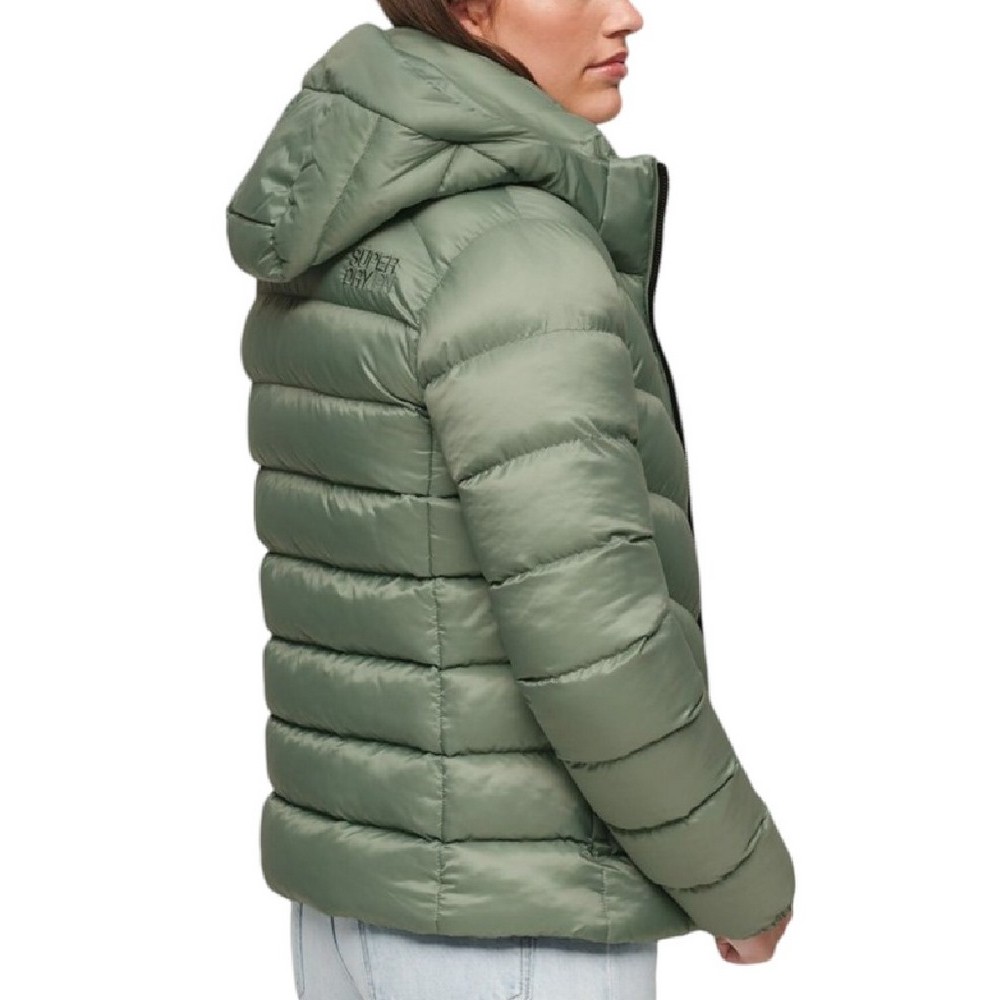 SUPERDRY D5 SDCD HOODED FUJI PADDED JACKET ΜΠΟΥΦΑΝ ΓΥΝΑΙΚΕΙΟ GREEN