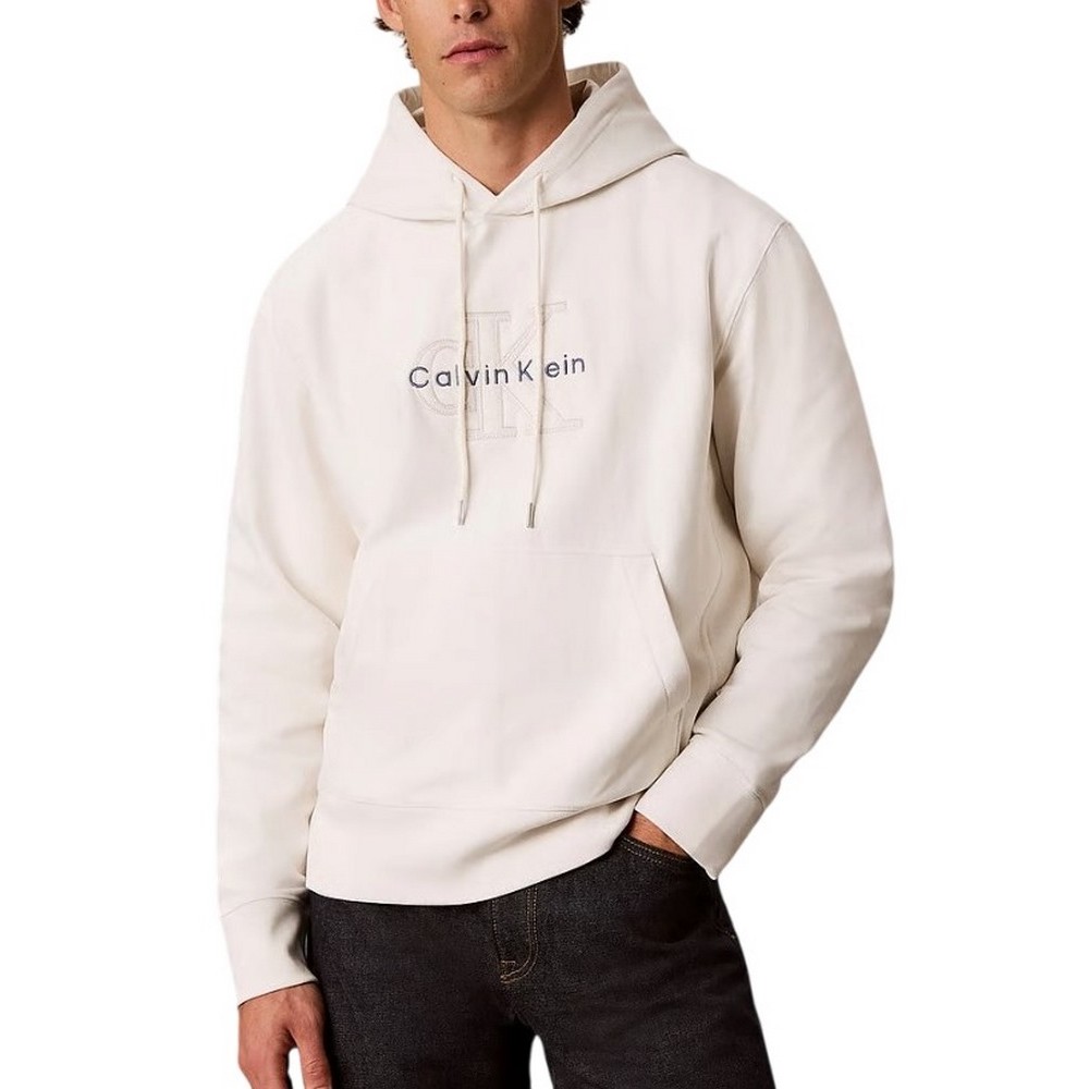 CALVIN KLEIN JEANS PREM TERRY DENIM APPLIQUE MNL ΜΠΛΟΥΖΑ ΦΟΥΤΕΡ ΑΝΔΡΙΚΗ OFF WHITE