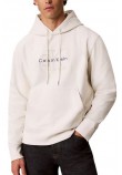 CALVIN KLEIN JEANS PREM TERRY DENIM APPLIQUE MNL ΜΠΛΟΥΖΑ ΦΟΥΤΕΡ ΑΝΔΡΙΚΗ OFF WHITE