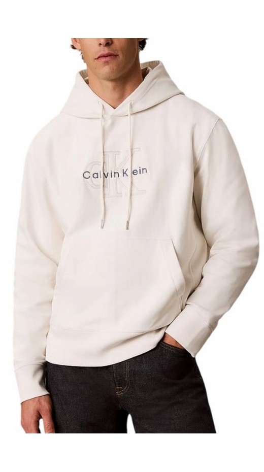 CALVIN KLEIN JEANS PREM TERRY DENIM APPLIQUE MNL ΜΠΛΟΥΖΑ ΦΟΥΤΕΡ ΑΝΔΡΙΚΗ OFF WHITE