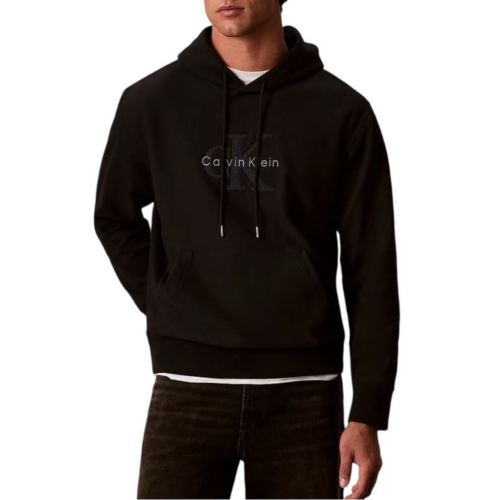 CALVIN KLEIN JEANS PREM TERRY DENIM APPLIQUE MNL ΜΠΛΟΥΖΑ ΦΟΥΤΕΡ ΑΝΔΡΙΚΗ BLACK