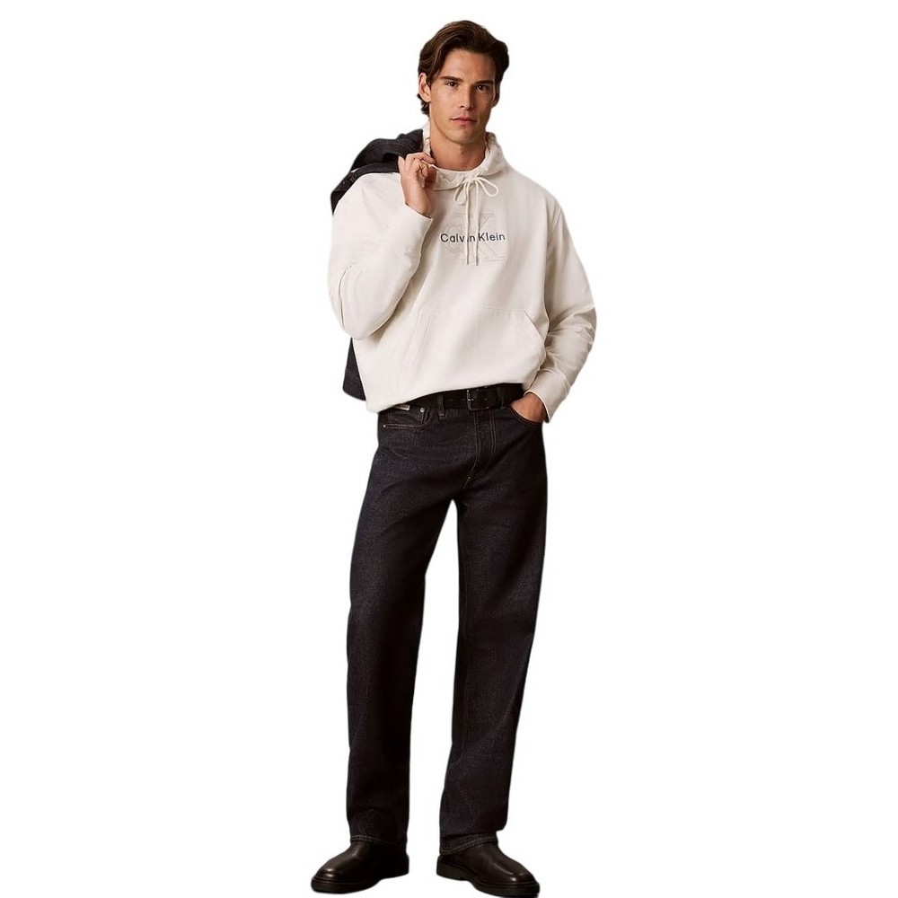 CALVIN KLEIN JEANS PREM TERRY DENIM APPLIQUE MNL ΜΠΛΟΥΖΑ ΦΟΥΤΕΡ ΑΝΔΡΙΚΗ OFF WHITE