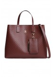 TOMMY HILFIGER ICON SATCHEL MONO ΤΣΑΝΤΑ ΓΥΝΑΙΚΕΙΑ BORDEAUX